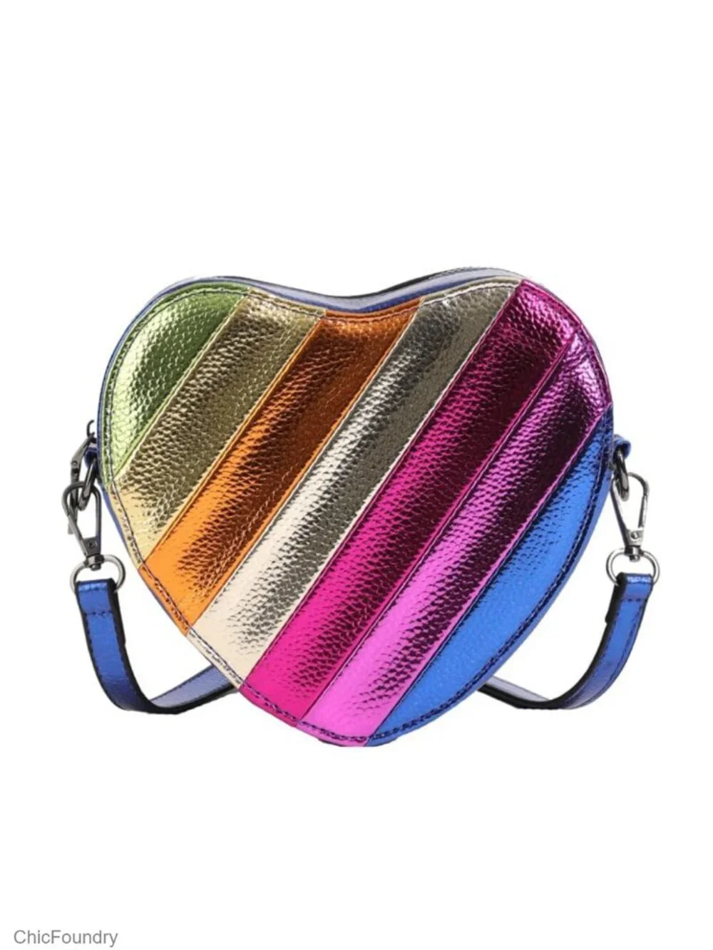 Patchwork Heart Crossbody Purse with Adjustable Strap, Zipper Closure, 7
